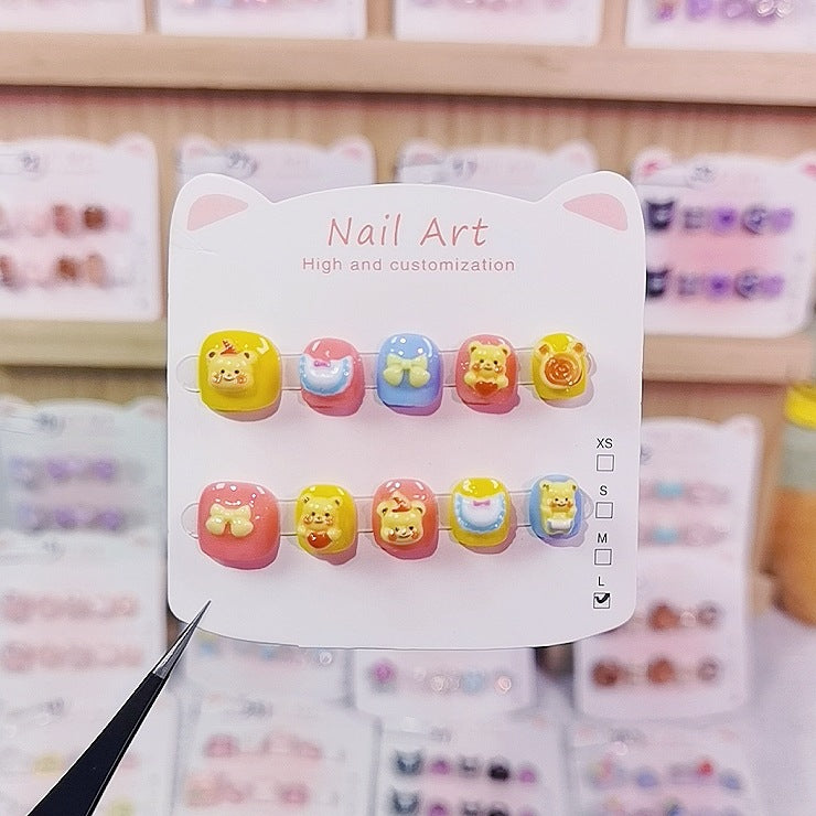 Butter Bear Colorful Cute Kids Press On Nails Set
