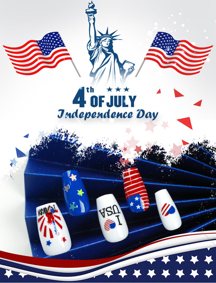 365nails: Ongles Press-On Thème Jour de l'Indépendance Drapeau USA