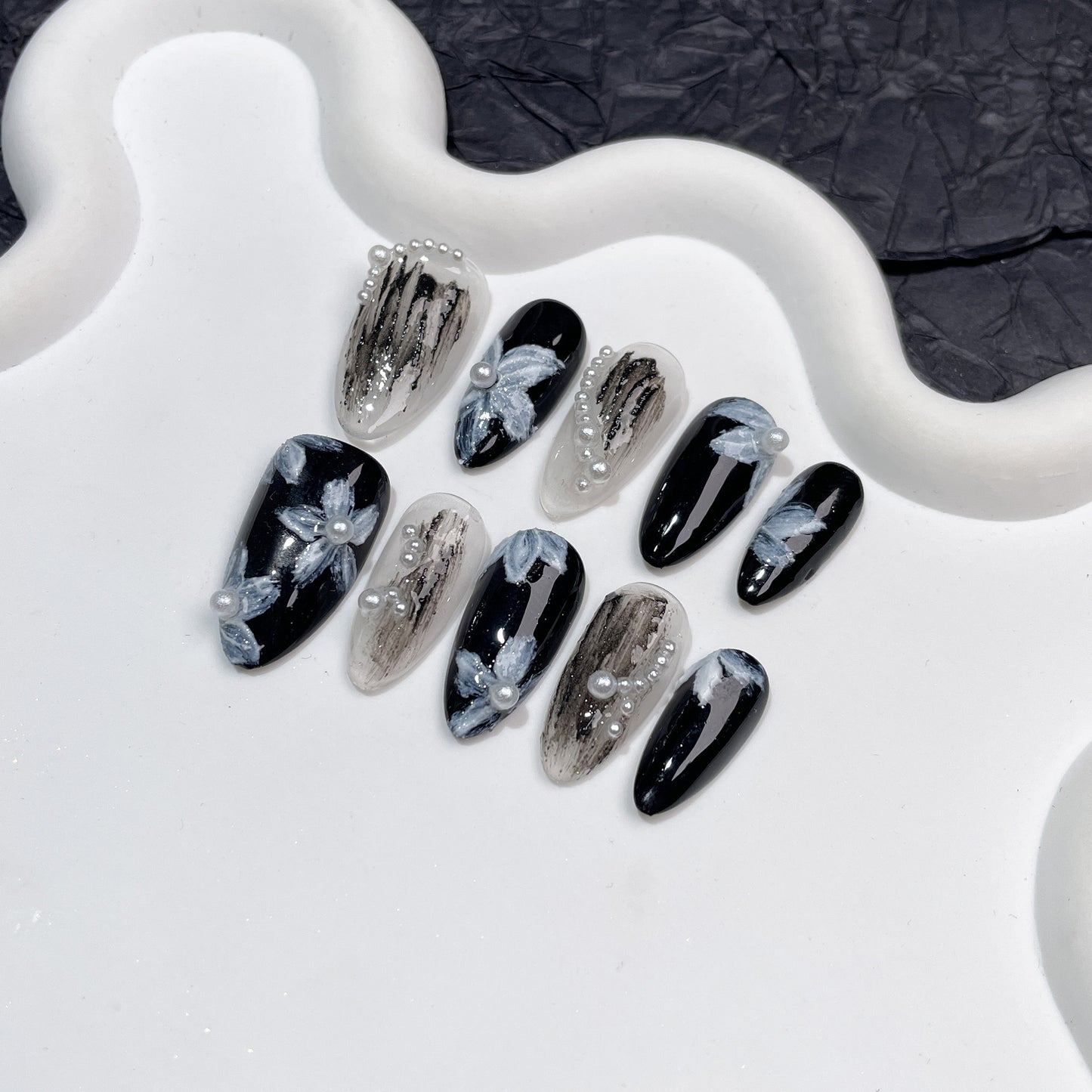 Adesivo de gesso artesanal com cola, pequena flor de pérola, para arte em unhas, cola para unhas, atacado, 365nails
