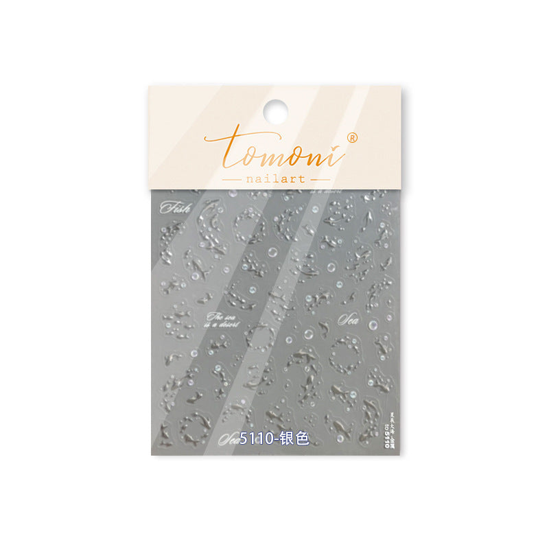 Holographic Fish Collection: "Iridescent Sea Fish" – 3D Embossed Nail Sticker