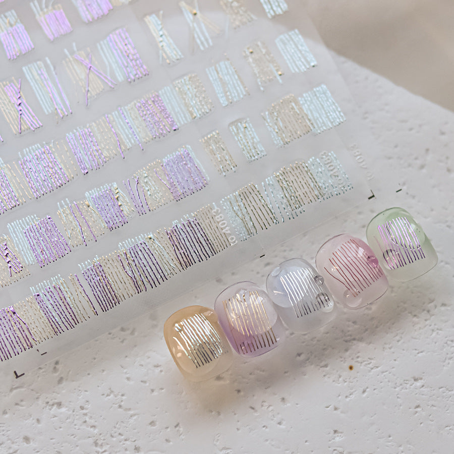 365nails: "홀로그램 그라데이션 라인" – 네일 아트 스티커