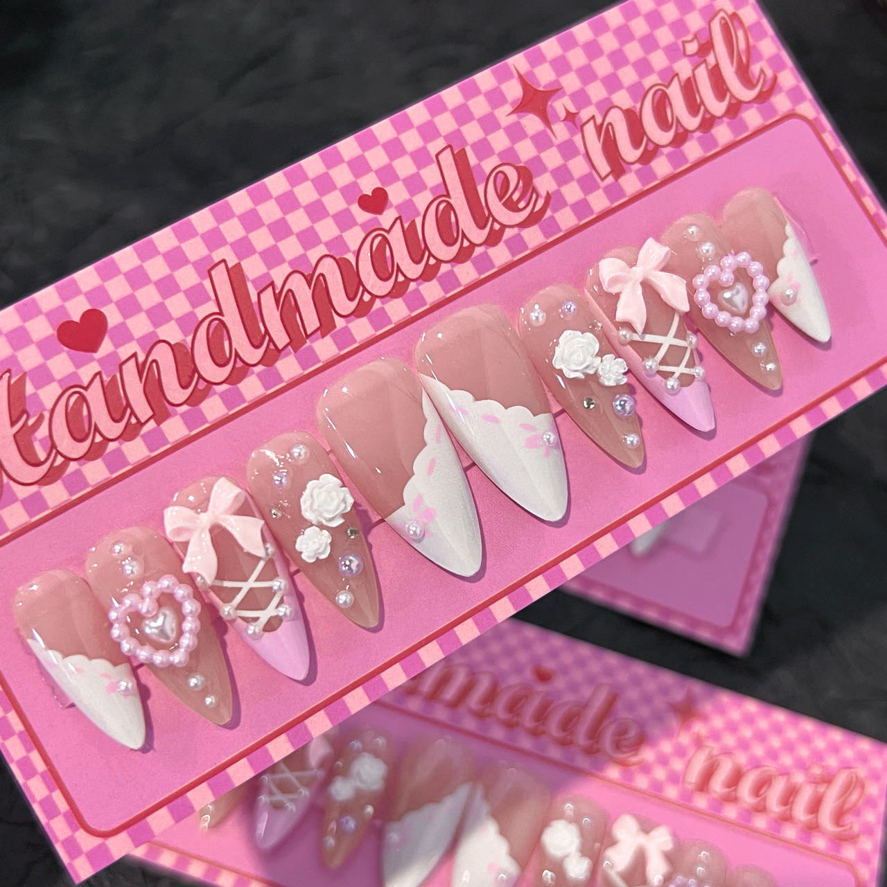 Lolita Bow & Lace Heart Press-On Nails