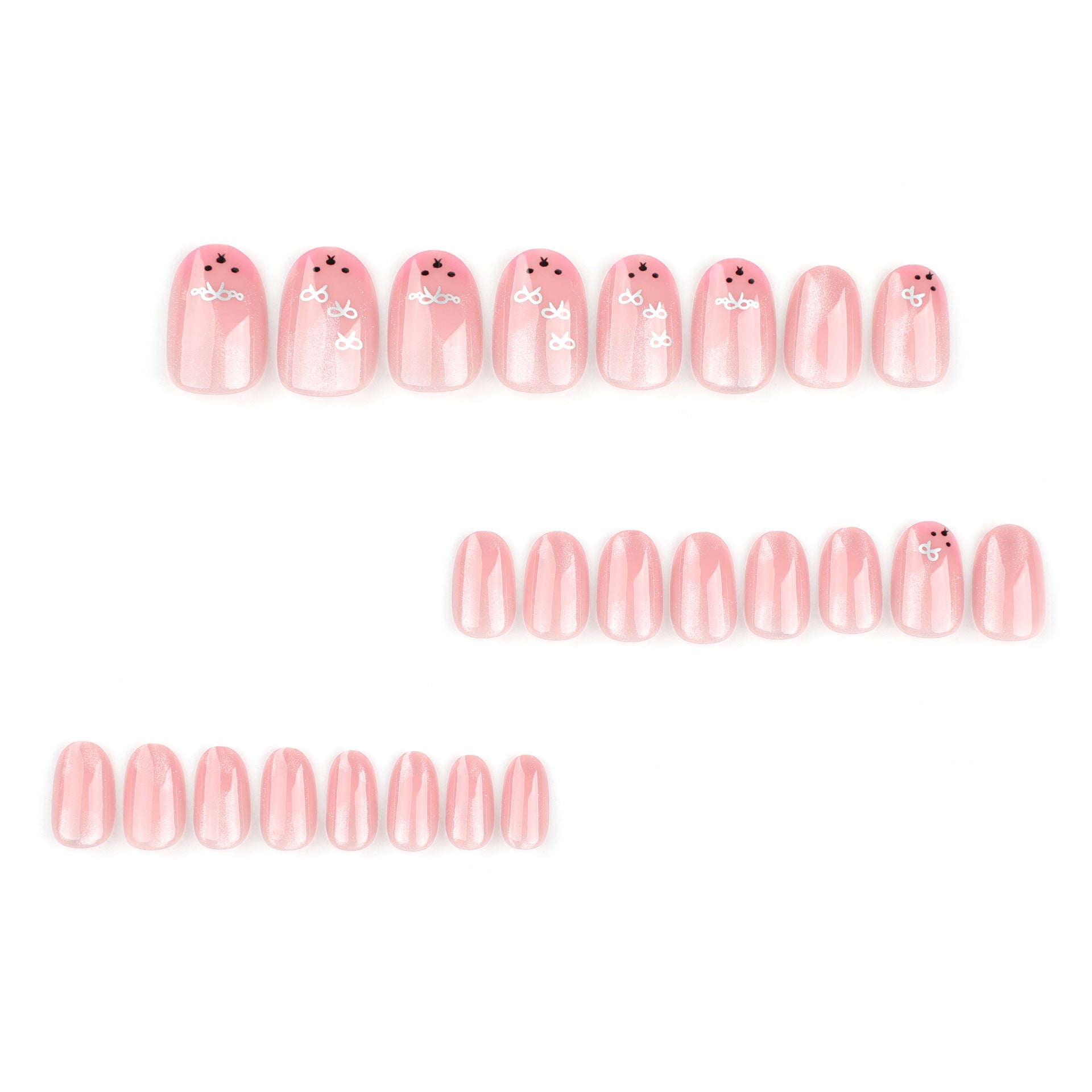 Paquete de 24 almohadillas para uñas con lazo en forma de ojo de gato, de color rosa dulce, para uñas postizas de 365nails