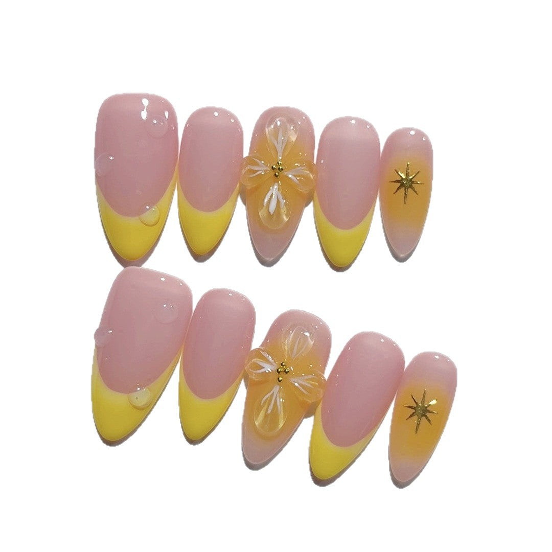 Citrus Bloom: "Limonada Rosa" – Unhas Postiças de Amêndoa