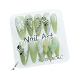 Summer fresh Handmade press on nails  gradual change relief butterfly medium and long ｜365nails