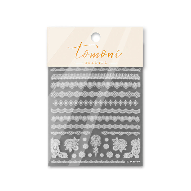 Vintage Lace Embossed Nail Sticker Set – "Bridal Vintage Lace"