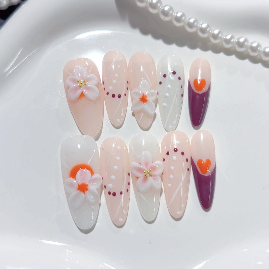 Orange Blossom: "Peach Bloom" – Almond Shape Press-On Nails