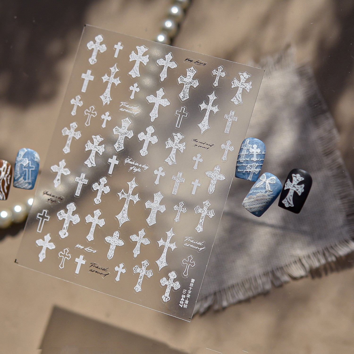 Gothic Cross Collection: "Sacred Cross" – 3D Embossed Nail Sticker