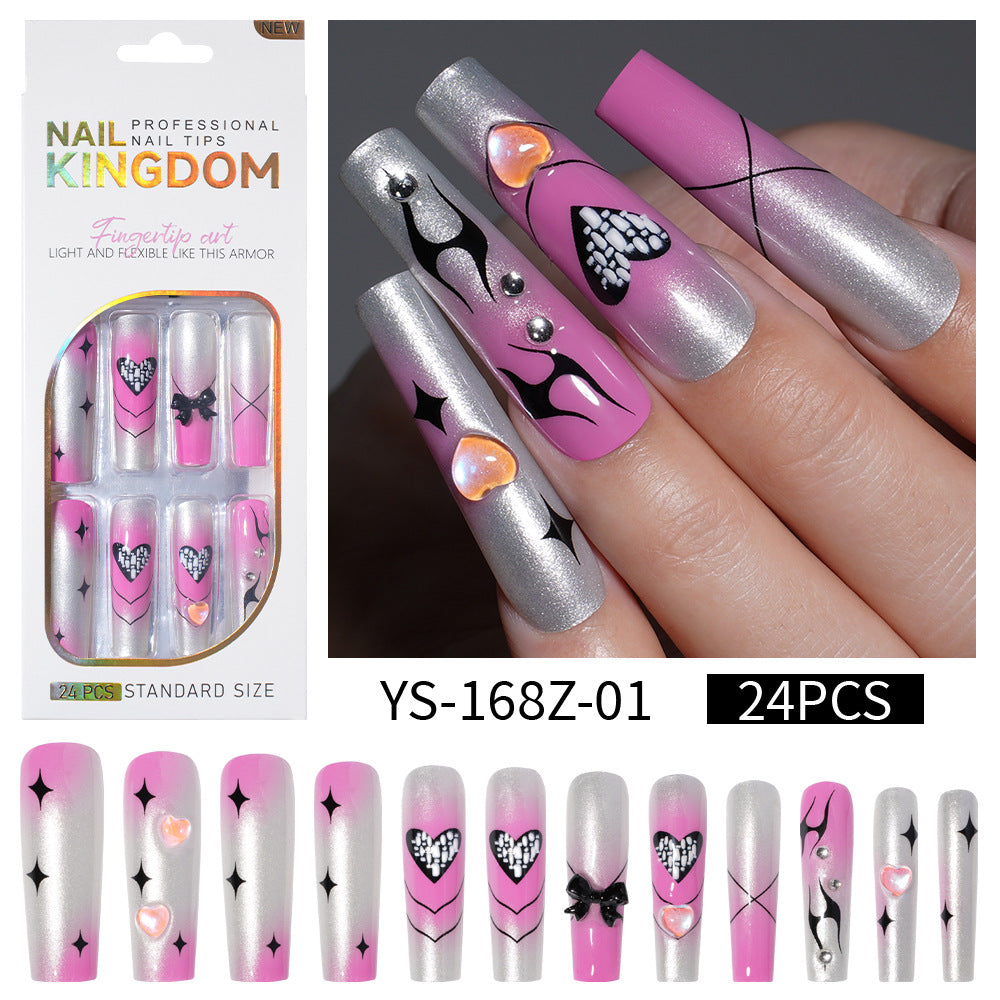 Long press on nails, French versatile patch nail art removable prefabricated fake nail press on nails piece