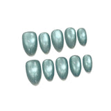 Glossy Aqua Metallic Press On Nails Set