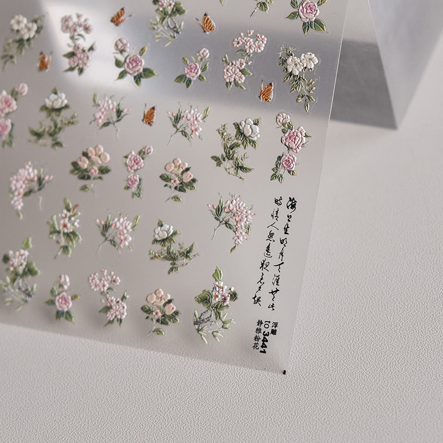 365nails: "Vintage Pink Floral Butterfly" – nail art stickers