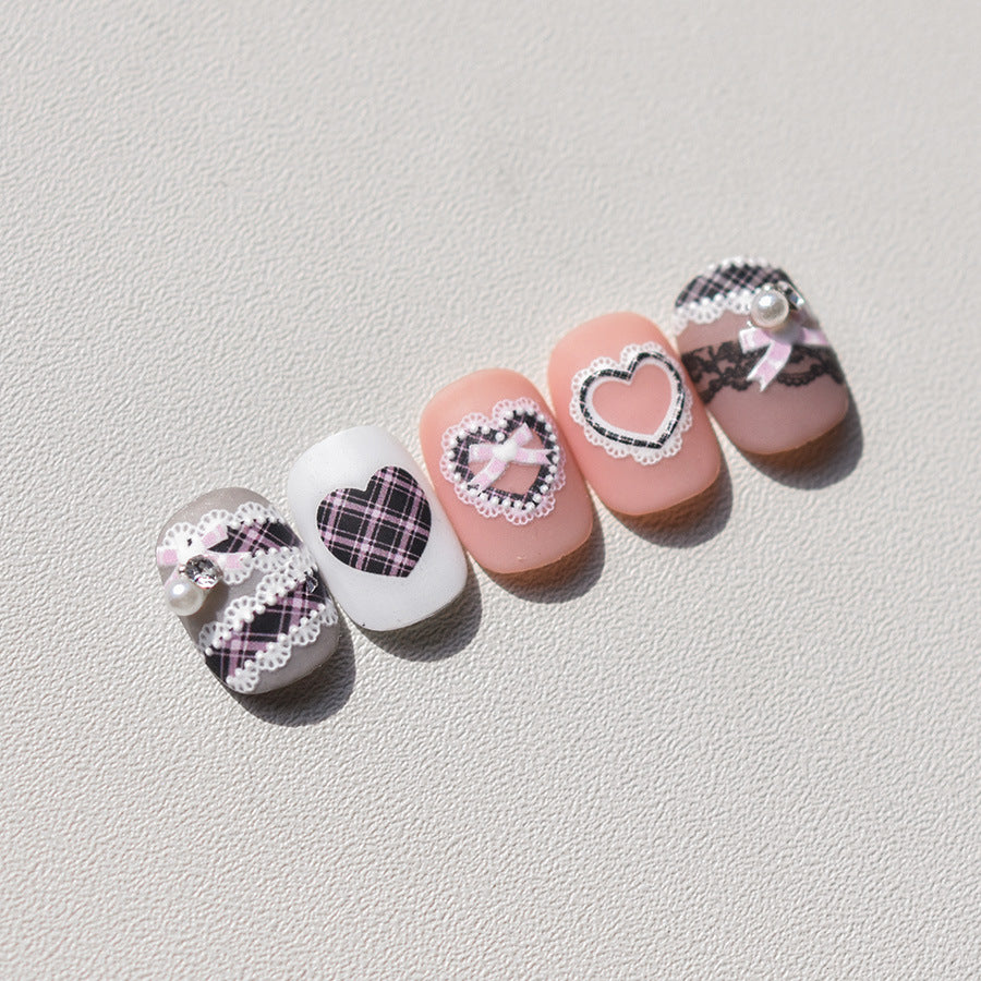 Crystal Heart Plaid – Crystal Diamond Nail Art Accent Set