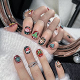 Merry Christmas Press‑On Nails – Snowman Reindeer Gift Design