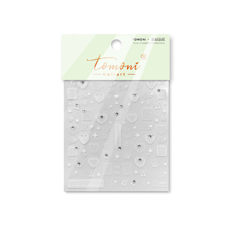 365nails: "White Lace and Crystal Heart" – nail art stickers