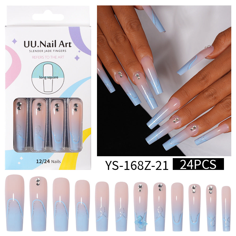 Long press on nails, French versatile patch nail art removable prefabricated fake nail press on nails piece