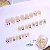 3D flower short almond press-on nails