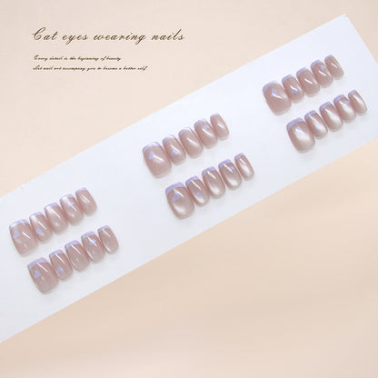 Nail Tips  prefabricated nail milk taro French love cat eye temperament gentle girl  removable nail art｜365nails