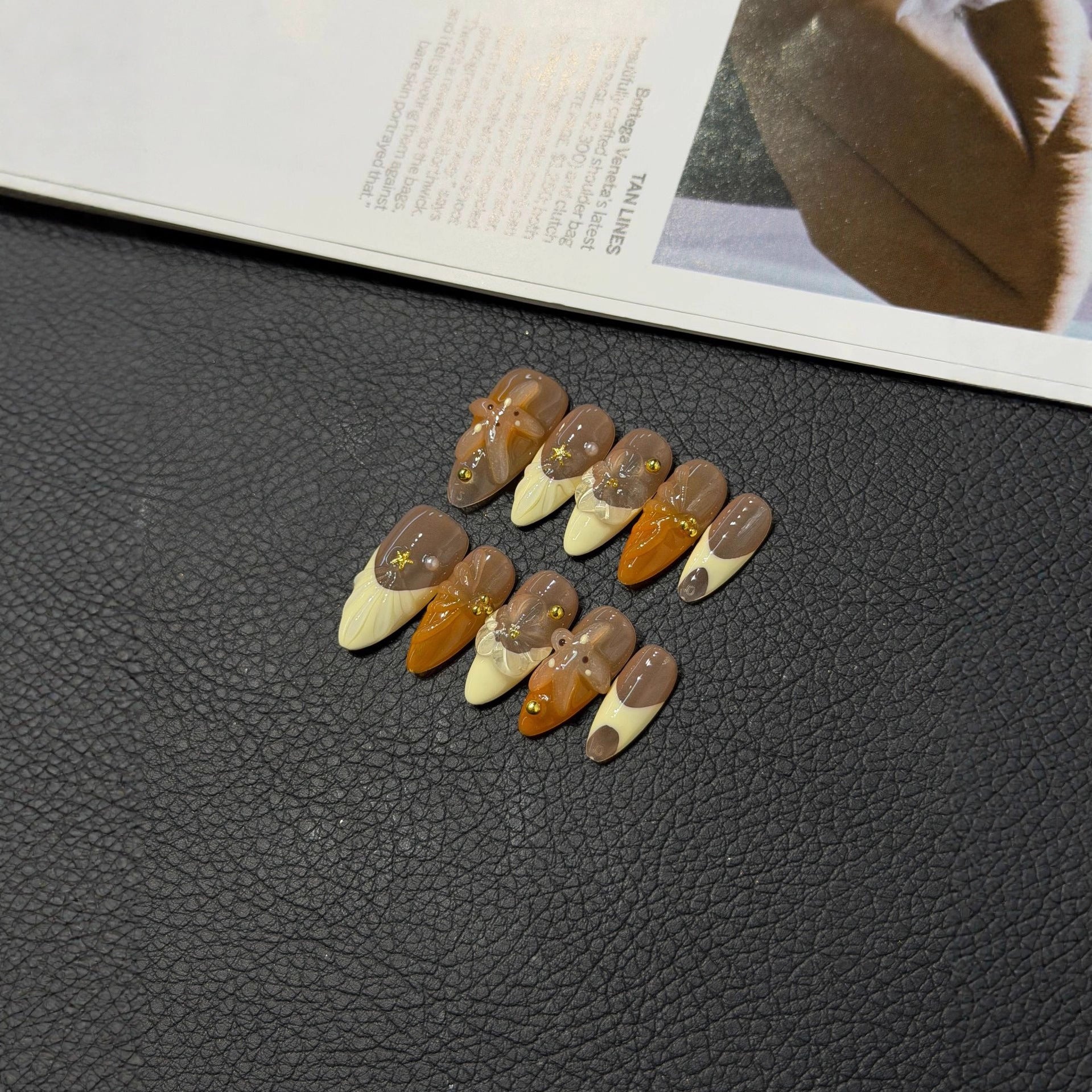 365nails: "Sunset Mirage" – Gradient & 3D Crystal Handmade Stiletto Nails