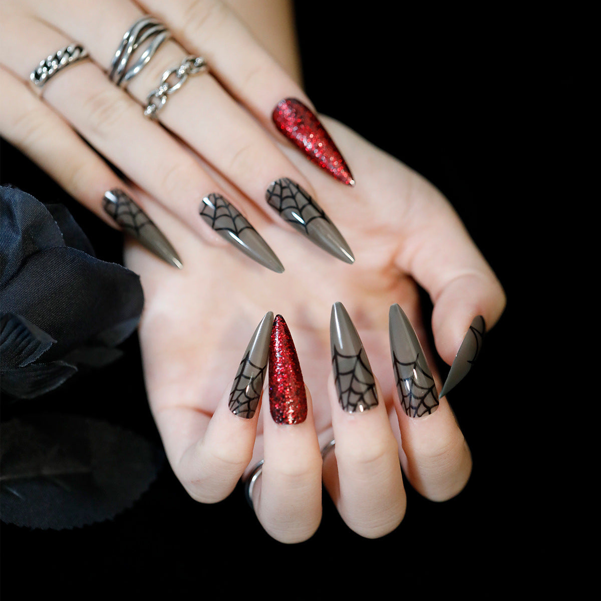 Halloween Wear Nail 3D Three-dimensional Nail Art False Nails  Spider Bat Nail Sheets Wholesale｜365nails