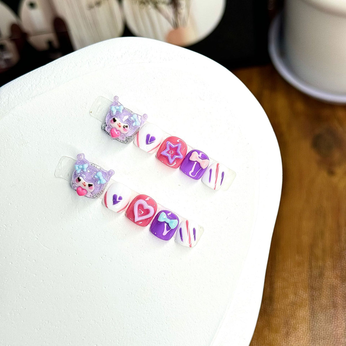 スイートピンクバタフライキュートキッズ貼るネイルチップセット
