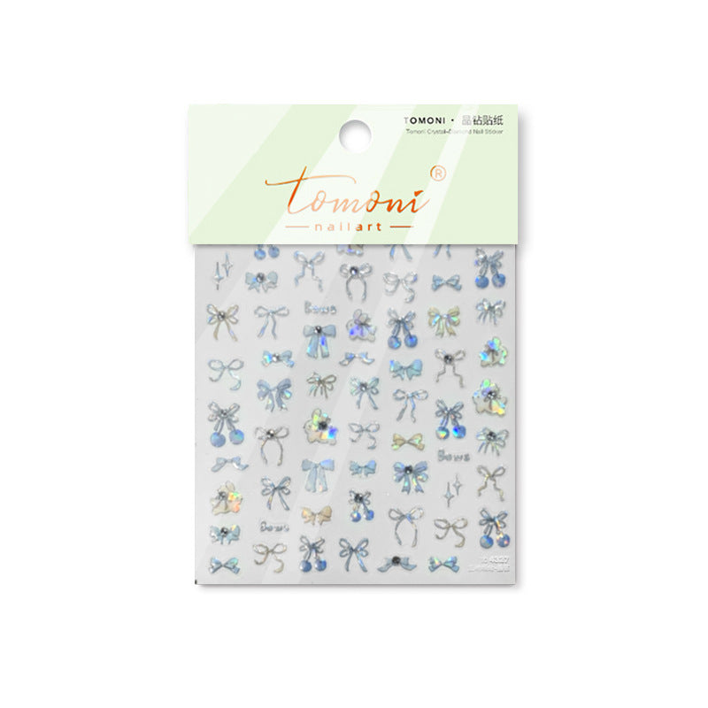Crystal Bow Cherry Collection: "Cherry Bow Crystal" – 3D Iridescent Nail Sticker