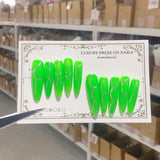 Neon Green Metallic Line Minimal Press On Nails