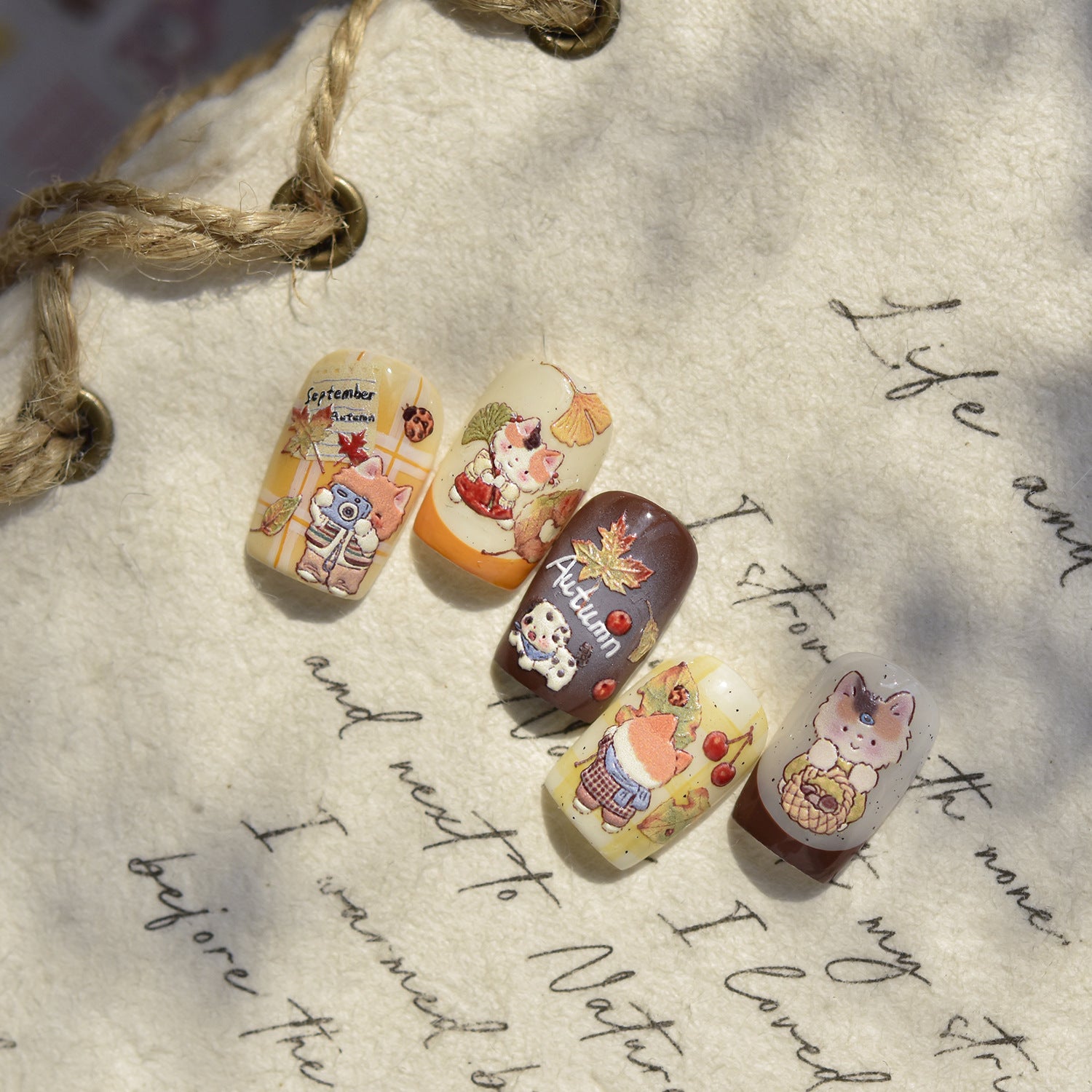 365nails: "gato & folha de outono" – Adesivos para Unhas