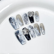 Luxury Gray-White Nails with Soft Marble Blending
