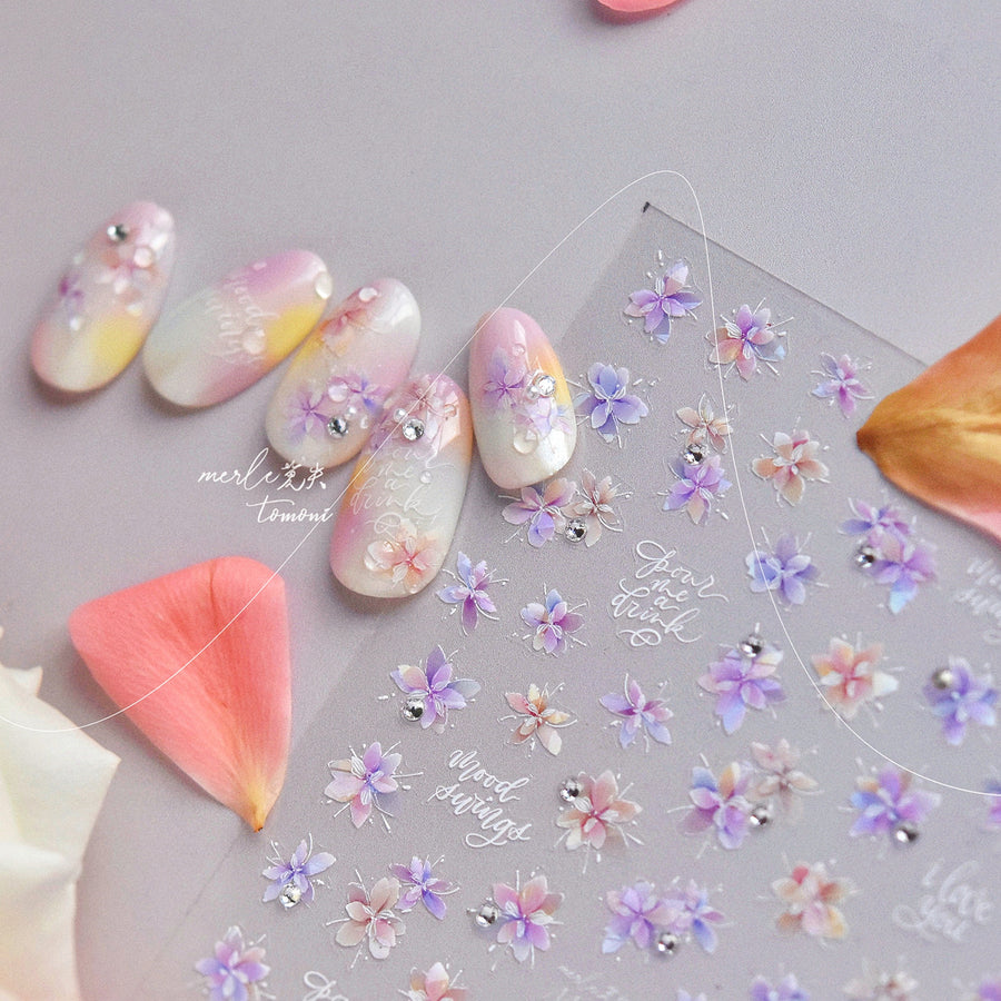 365nails: "무지개빛 미니 크리스탈 꽃" – 네일 아트 스티커