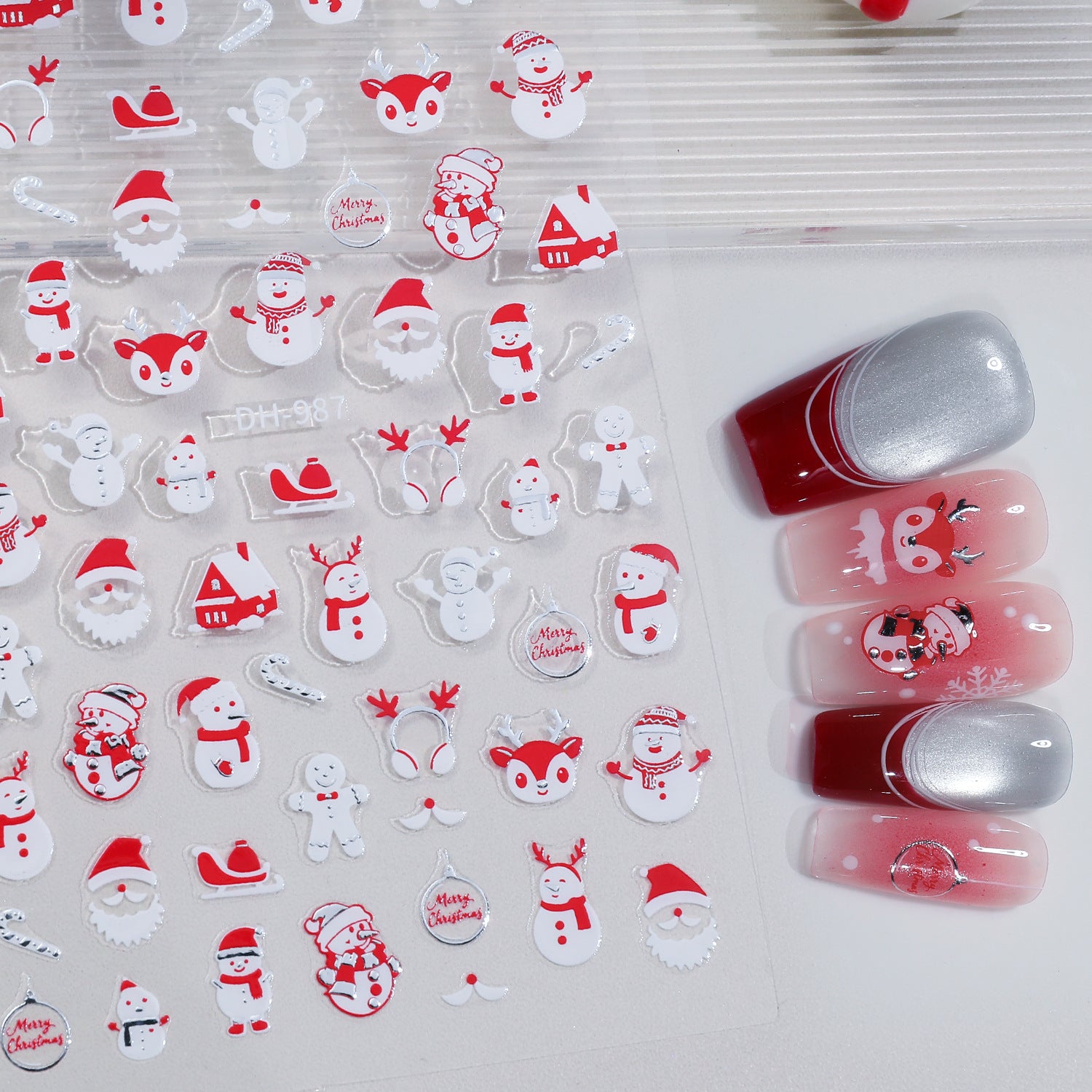 Cute Christmas Snowman Nail Art Sticker Flat Adhesive Christmas Snowman Little Penguin DIY Nail Sticker DH