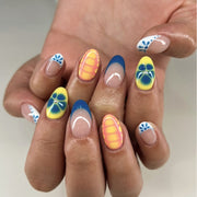 Foreign trade hot-selling wearable fake nails short short round manicure pieces French simple wearable fake nails