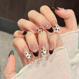 Black French Nude Glitter Paw Press On Nails