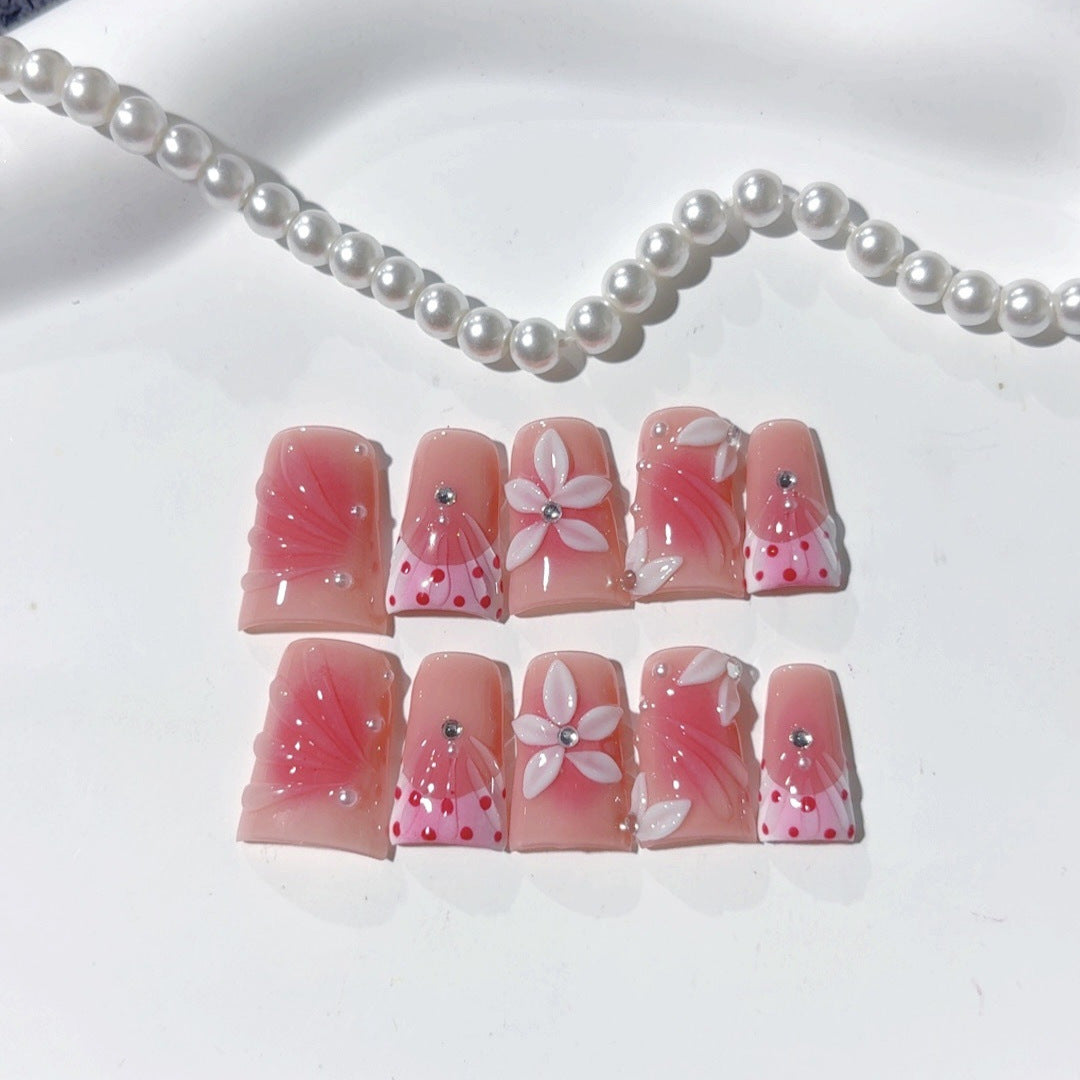 Sakura Blush: "Pink Petal" – Short Square Press-Ons