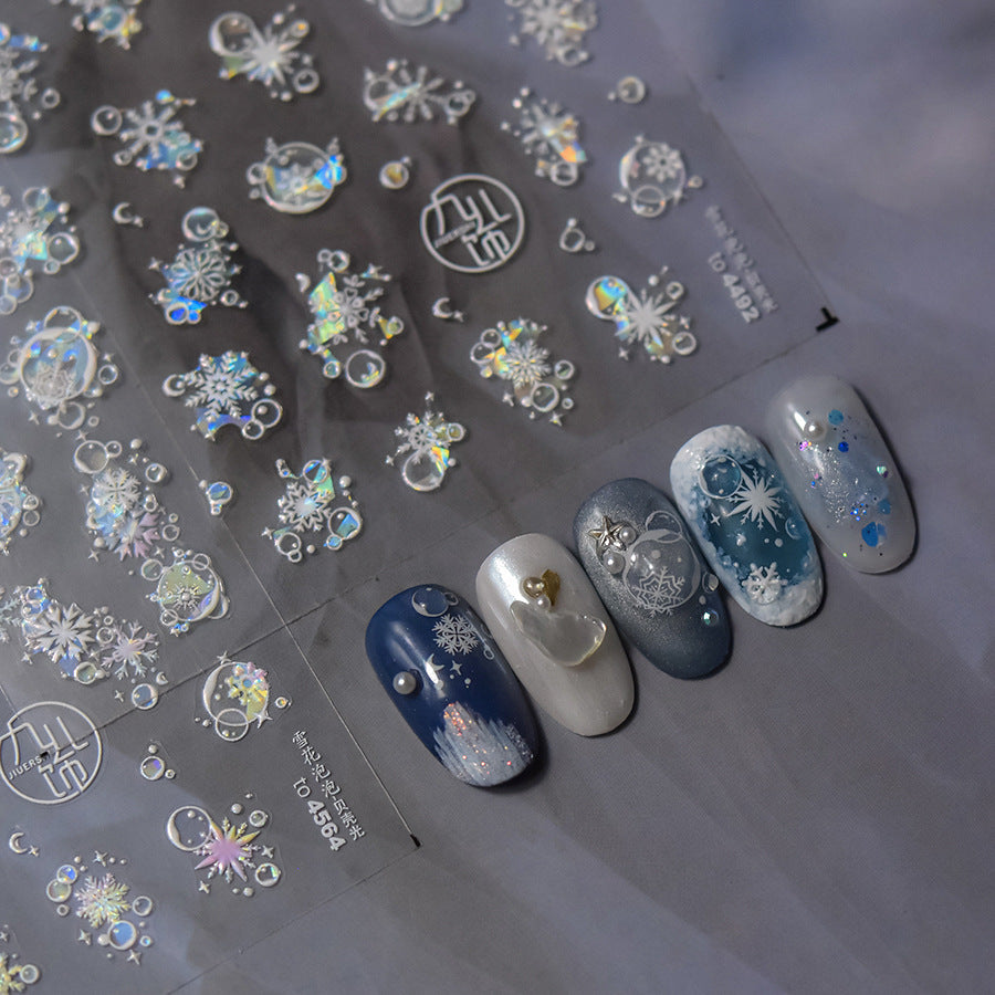 365nails : « Flocon de neige holographique à bulles » – Autocollants pour ongles