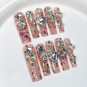 Crystal-Covered Iridescent Nails with Ultra-Sparkle Finish