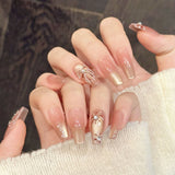Soft Blush Pearl Spider Floral Press On Nails