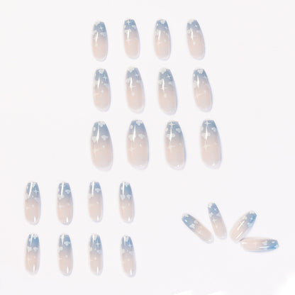 Gray and blue clouds wear nail finished soft nail fake nail nail nail patch nail patch removable nail piece｜365nails