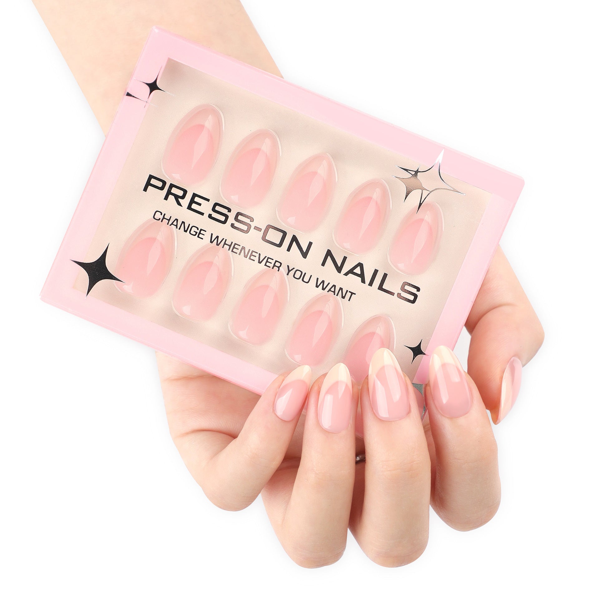 Soft Nude Pink Gloss Short Almond Press‑On Nails 30pcs