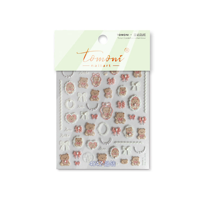 365nails: "Crystal Teddy Bear & Bow" – Nail Art Stickers