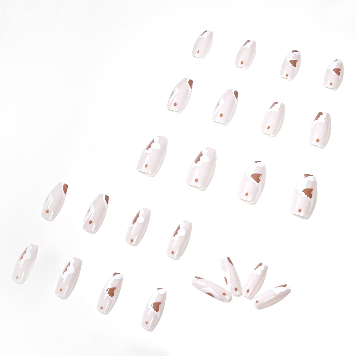 Parche para uñas con estampado de vaca capuchino, acabado a presión | 365nails