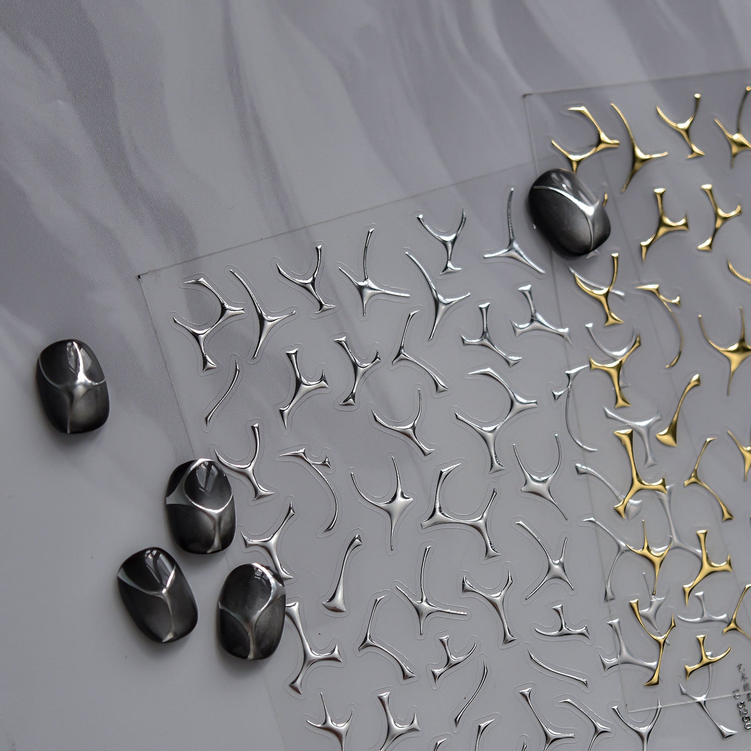Gold Foil Art Line Collection: "Minimalist Gold Foil Art Line" – 3D Embossed Nail Sticker