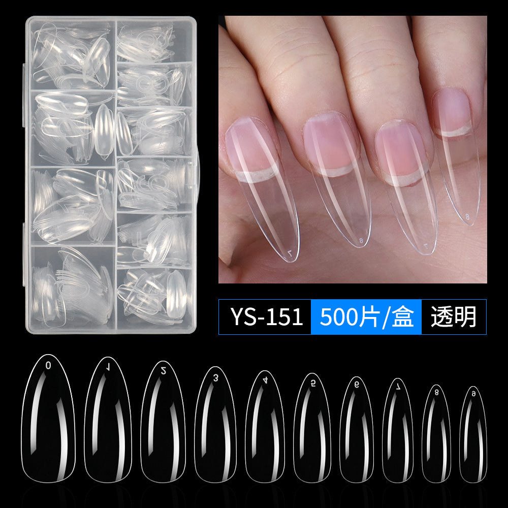 Nail Tips Nail piece full size XL 500 pieces boxed natural light and transparent full sticker almond nail patch fake nail patch manicure