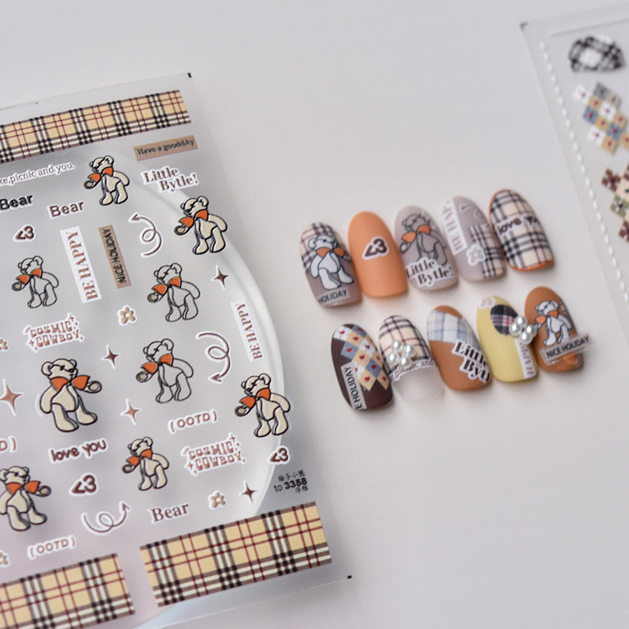 365nails: 빈티지 아가일 & 체크 패치 – 네일 아트 스티커