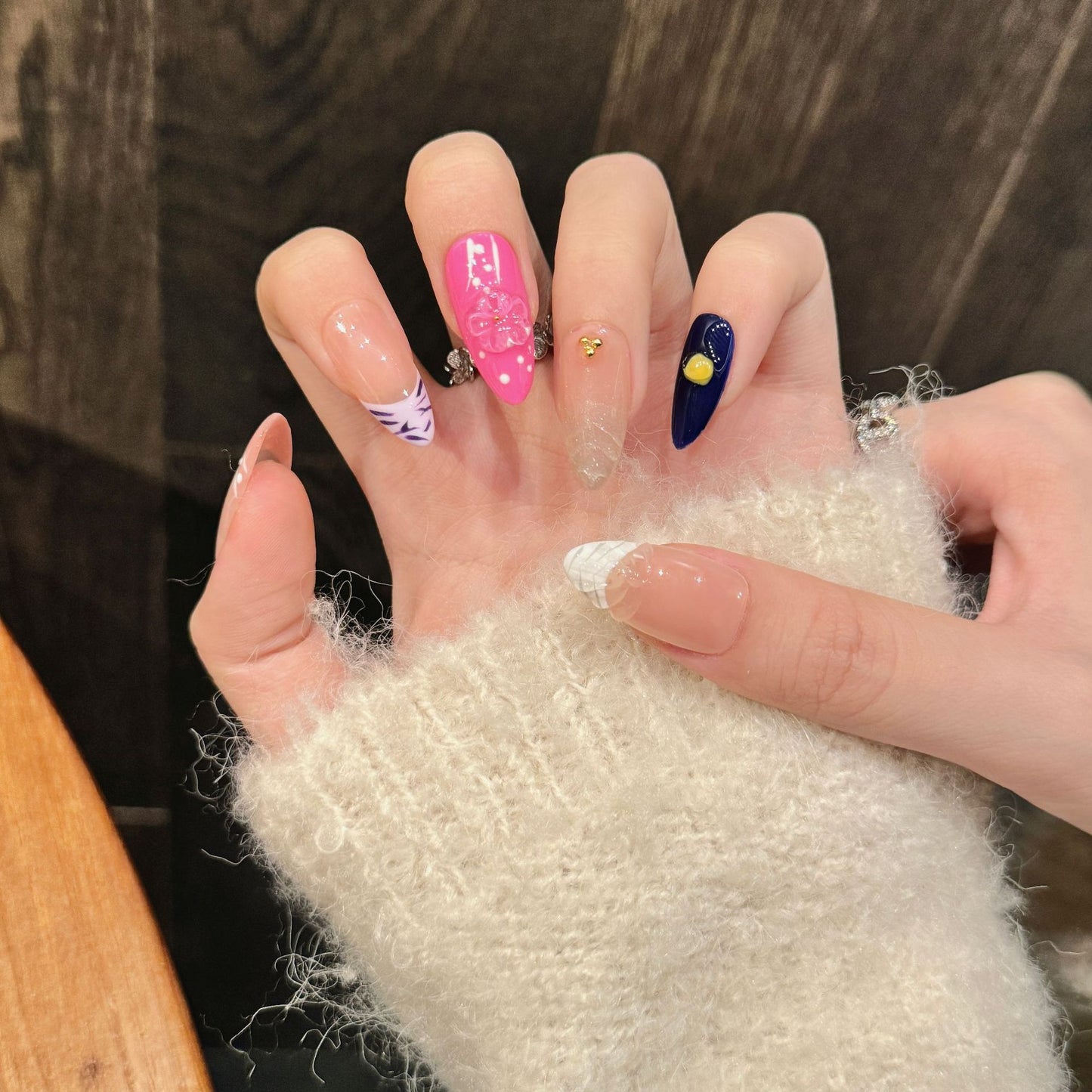 New handmade phototherapy press-on nails almond small fresh finished product | 365nails
