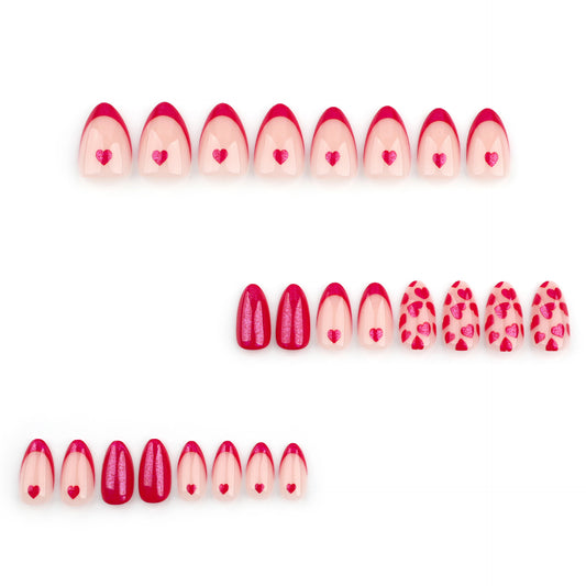 2025 Valentine's Day French red wearing nail love nail art  hot-selling fake nails nail wholesale｜365nails