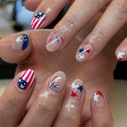 365nails: "Patriotic Chevron" – Geometric Chevron & Star Printed Squoval Nails
