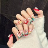 Cute Christmas 3D Festive Red Green Press On Nails