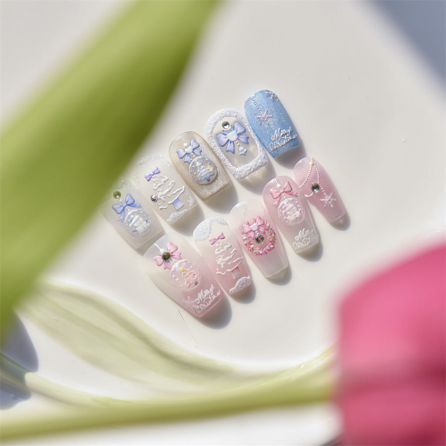 365nails：粉色聖誕水晶 — 美甲貼紙
