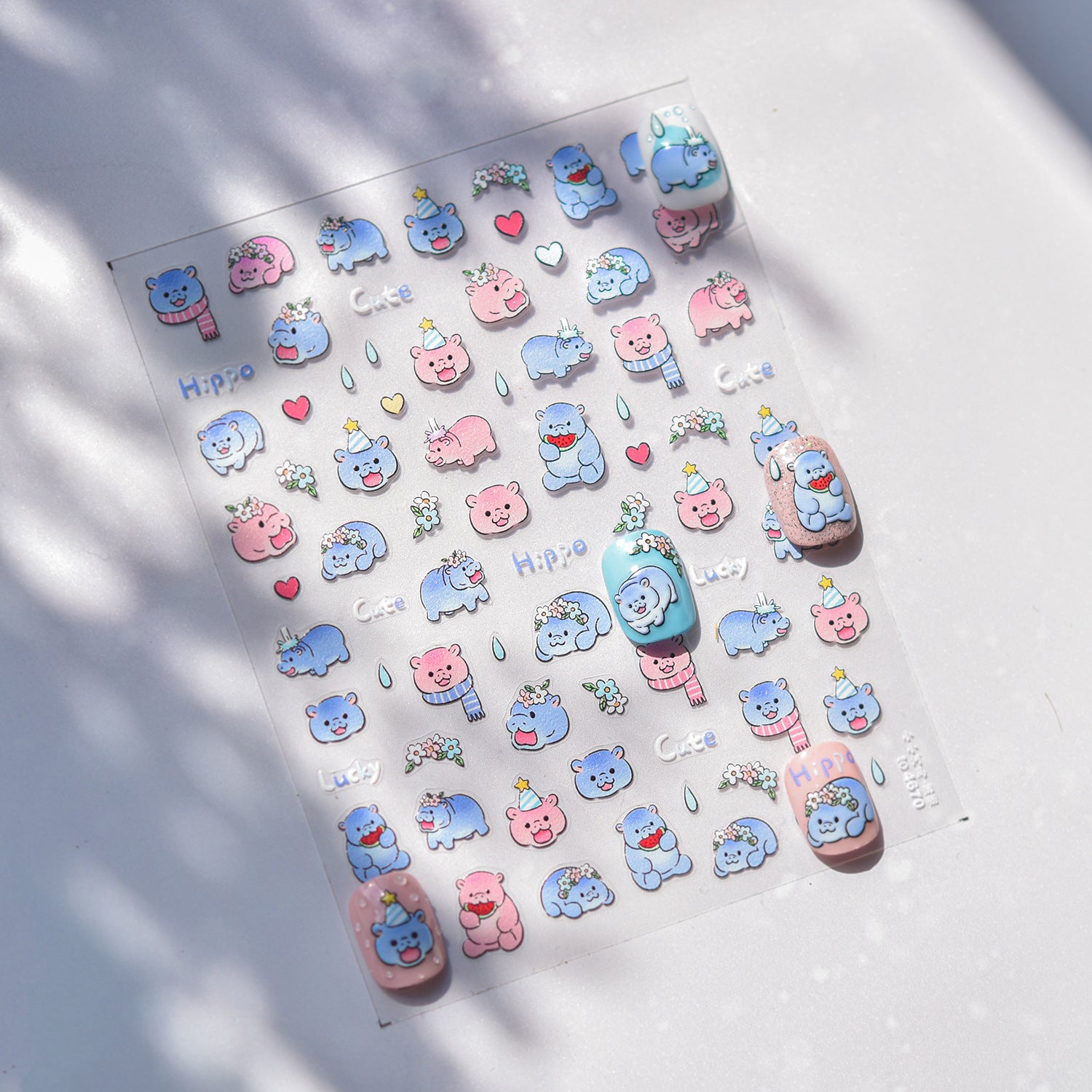 365nails: "Cute Pastel Hippo" –Nail Art Stickers