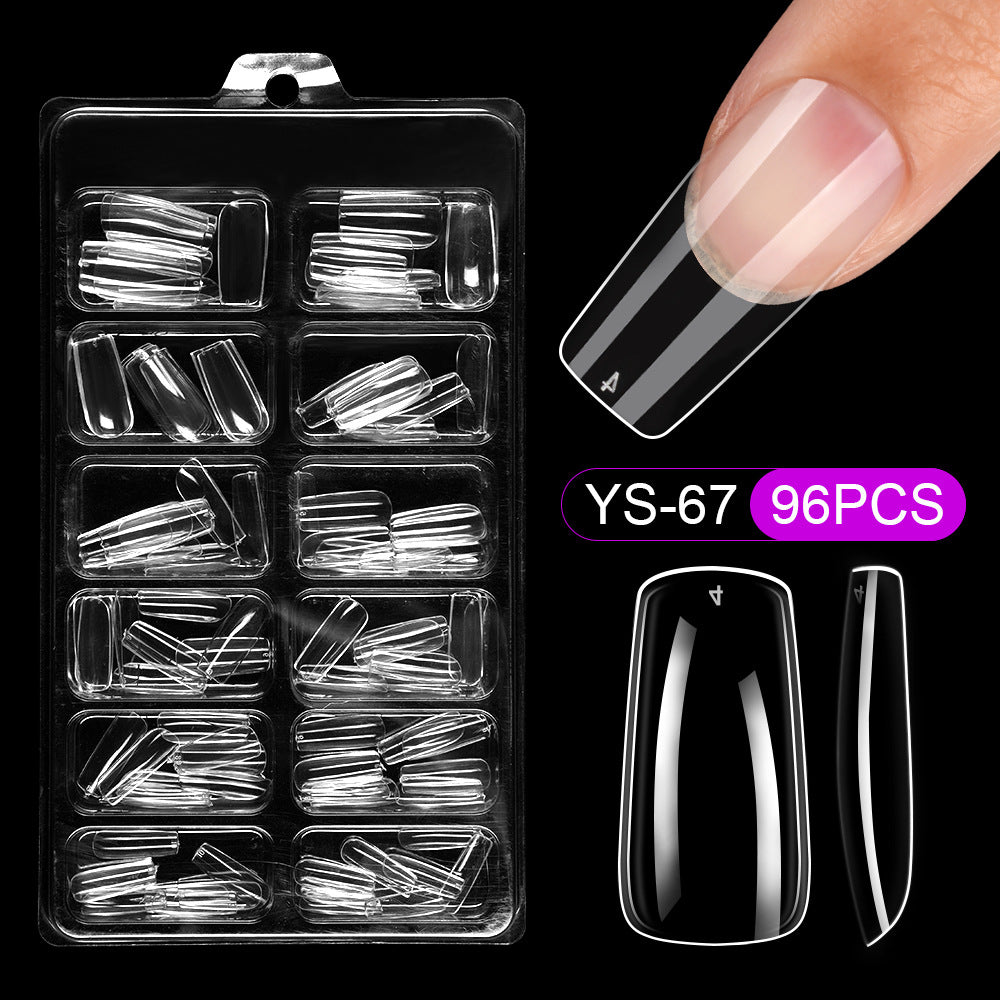 Nail Tips press on nails pads 96 pieces seamless ultra-thin almond fake nail patches removable fully transparent matte extended manicure